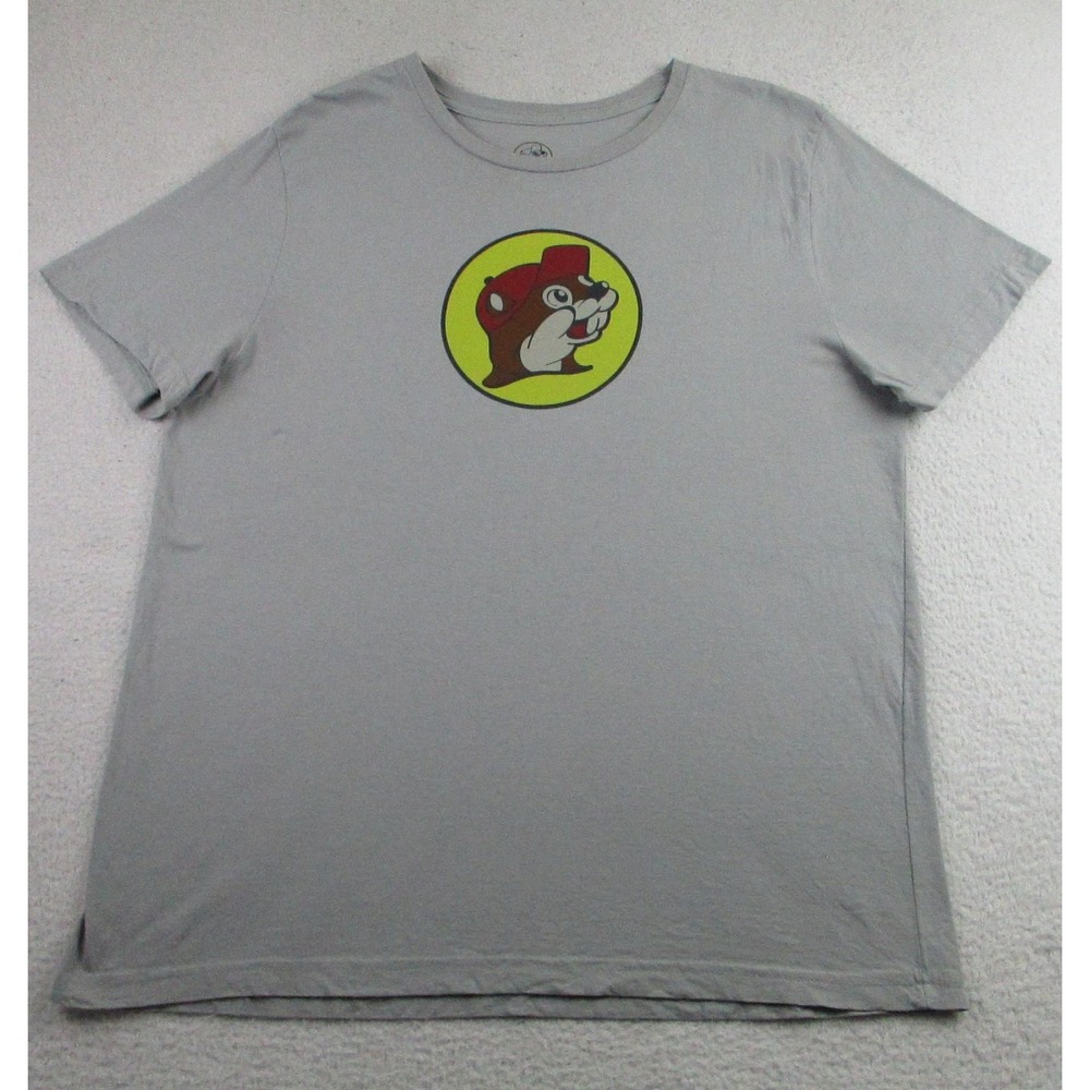 Buc-ee's Shirt Mens XL Gray Graphic T-Shirt Tee Beaver Logo Back Hit